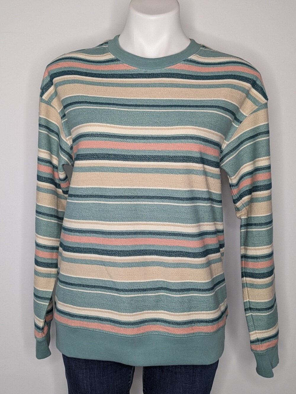 Fat Face Georgia Blue Pink Striped Long Sleeve Cotton Crew Neck Sweatshirt 4